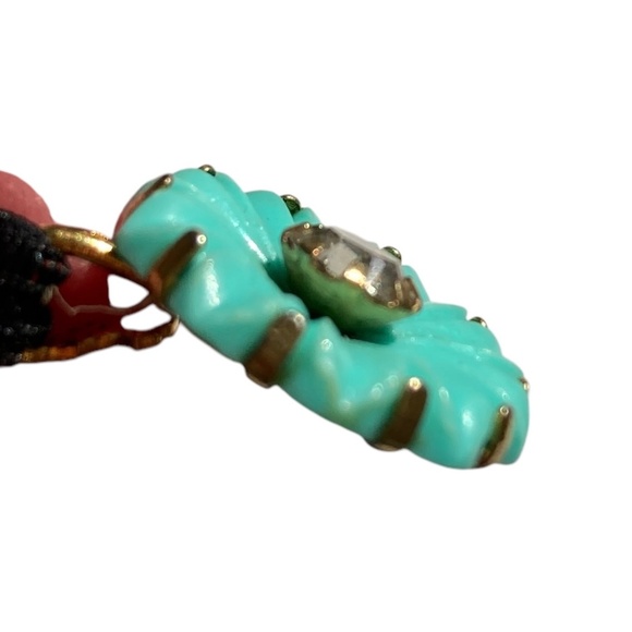 necklace on ribbon vintage blue charm with faux diamond - Picture 5 of 11